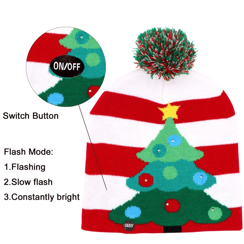 OurWarm LED Christmas Beanie Light up Christmas Hats, Knit Hats with 6 Colorful LED Lights, Unisex Winter Snow Hat Sweater Ugly Holiday Hat Party Beanie Cap Red - Image 2
